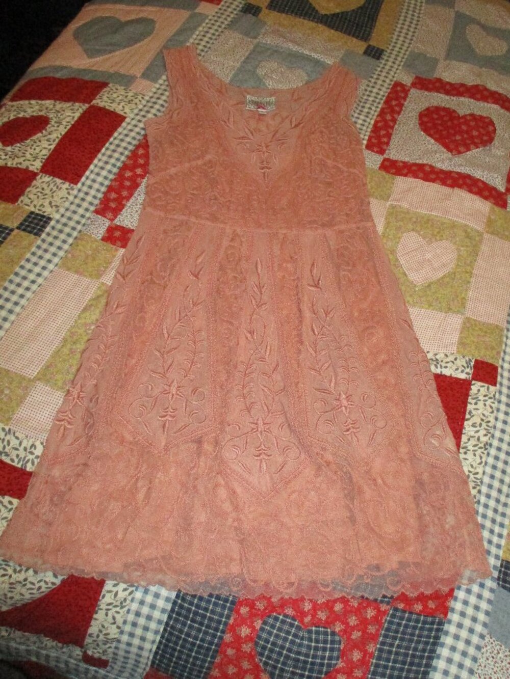 Baraschi Tan/Blush Pink lace dress size 6